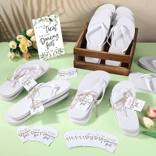 Toulite Wedding Flip Flops Bulk for Guests Sandal Dancing Slipper Gifts Wedding Sign Tags Rope Bridal Shower4