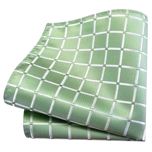 Image of GUSLESON 3.15 inch(8cm) Mens Tie and Lapel Pin Plaid Checkered Necktie Hankerchief Cufflinks Set for Men