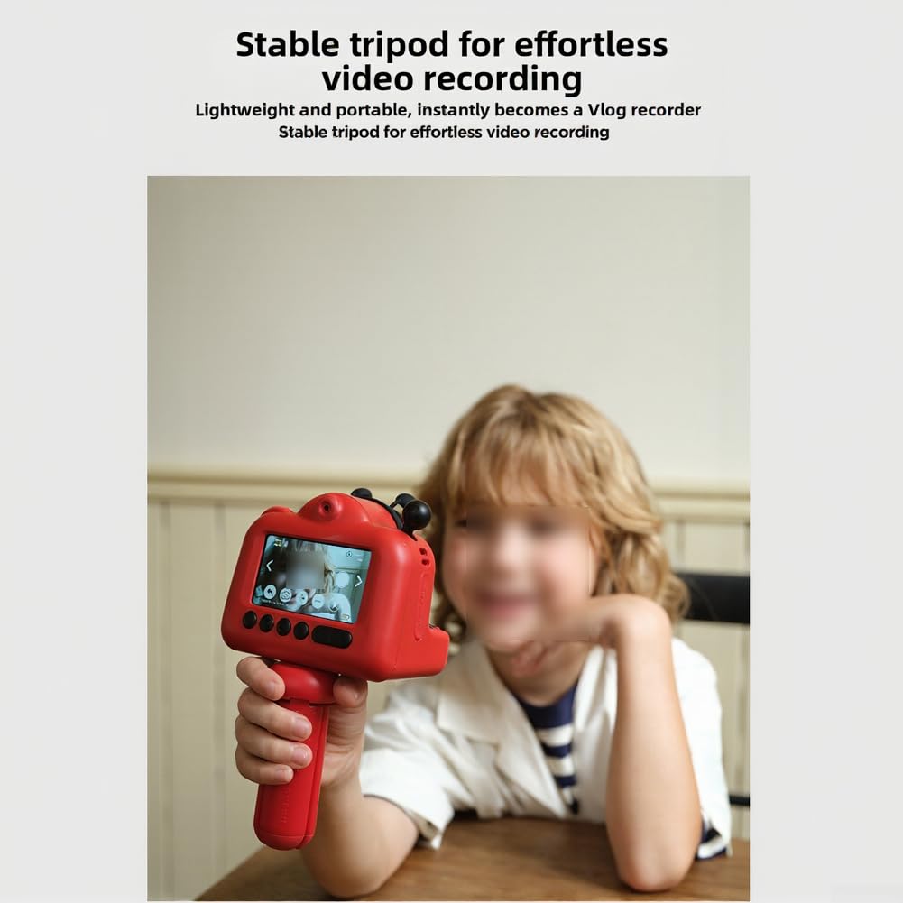 Cámara digital infantil con pantalla táctil e impresión instantánea, cámara de impresión HD WiFi para fotos instantáneas, pantalla de 3,0 pulgadas, portátil para niños y niñas, rosa (verde)