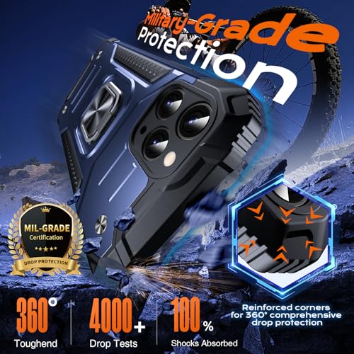 Image of Anqrp Heavy Duty Case for iPhone 11 Pro Case with Enhanced Ring Holder Grip Stand, Military Grade Shockproof Rugged Drop Protective Silicone Hard Slim iPhone 11 Pro Phone Case Cover,Vivid Blue
