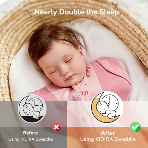 Image of Transition Swaddle Sleep Sack, 3-6 Months, 12-18 lb, Arms In /Out, 2-Way Zipper, Moisture-Wicking Fabric, Improves Sleep, Snug Fit, Helps Calm Startle Reflex (Pink Print)