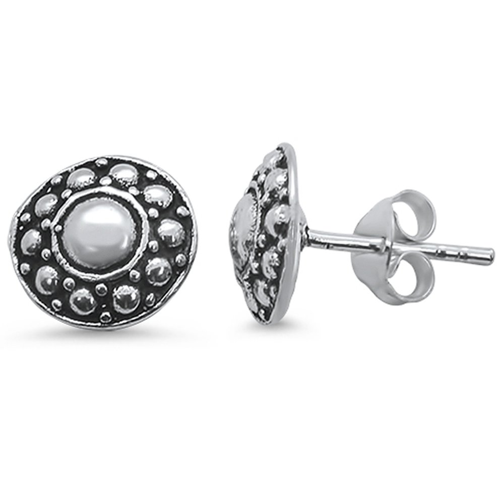 Oxford Diamond CoSterling Silver Plain Bali Design Stud Earrings