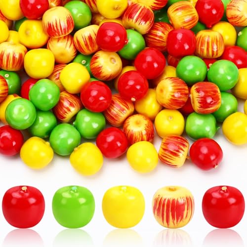 Auroriel 120 Pièces Pommes en Mousse Mini Pommes Artificielles Fausses Pommes Rouges Vertes Jaunes...