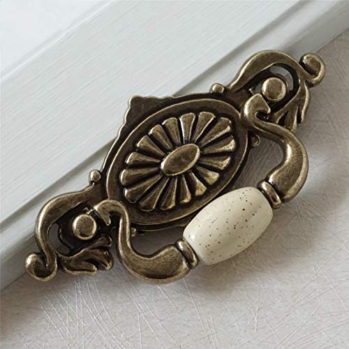 Lbfeel 2.25" Ceramic Knobs Drop Bail Drawer Pulls Antique Bronze Dresser Handles 57 Mm #TOP1