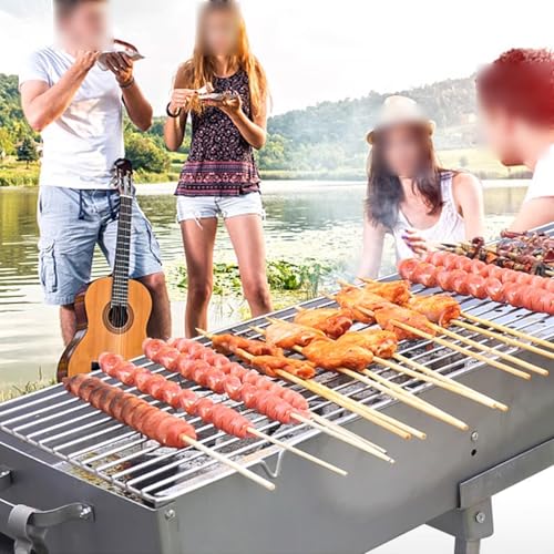 Przenośne grille na węgiel drzewny na kemping, składana, wzmocniona konstrukcja, duży grill do grillowania na świeżym powietrzu, na piknik, kemping lub inne wydarzenie na świeżym powietrzu