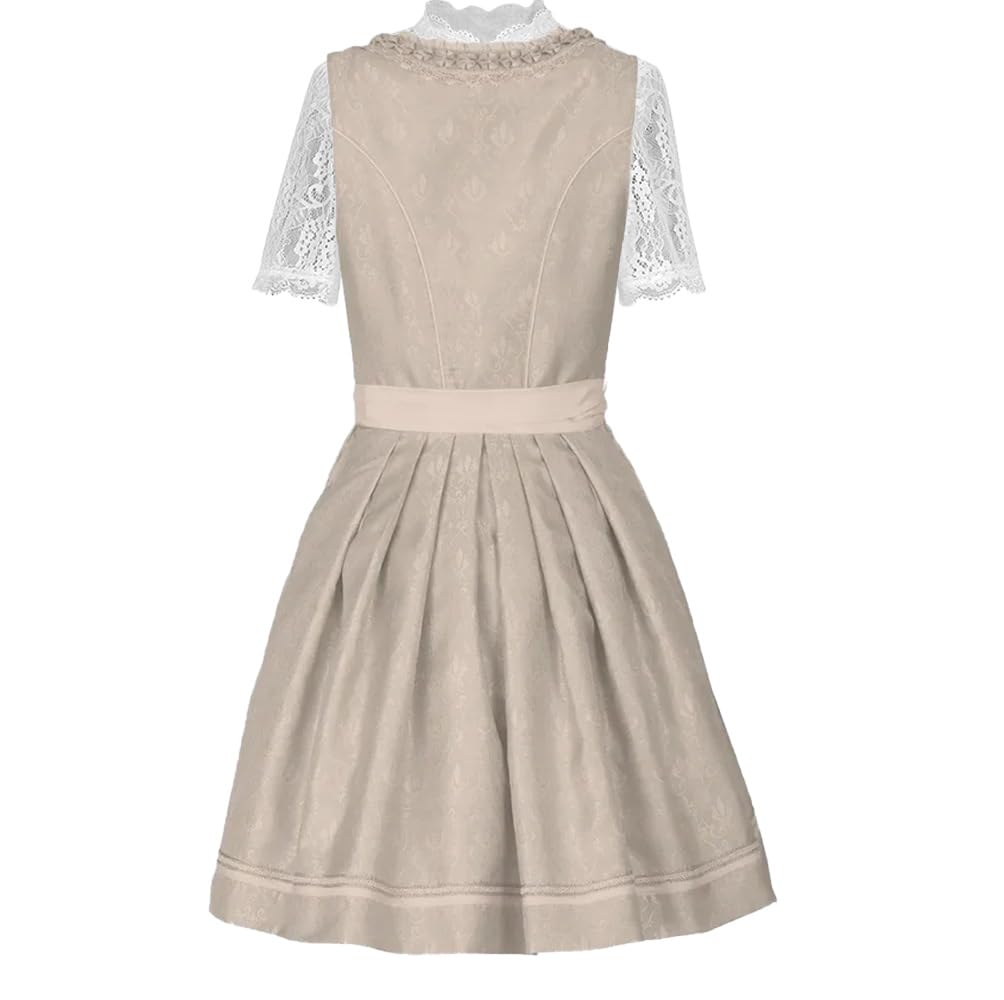 Godoboo Dirndl Damen Midi Trachtenkleid Trachtenrock Trachtenmode Kleid Dirndlkleid Tachtenkleid für Oktoberfest