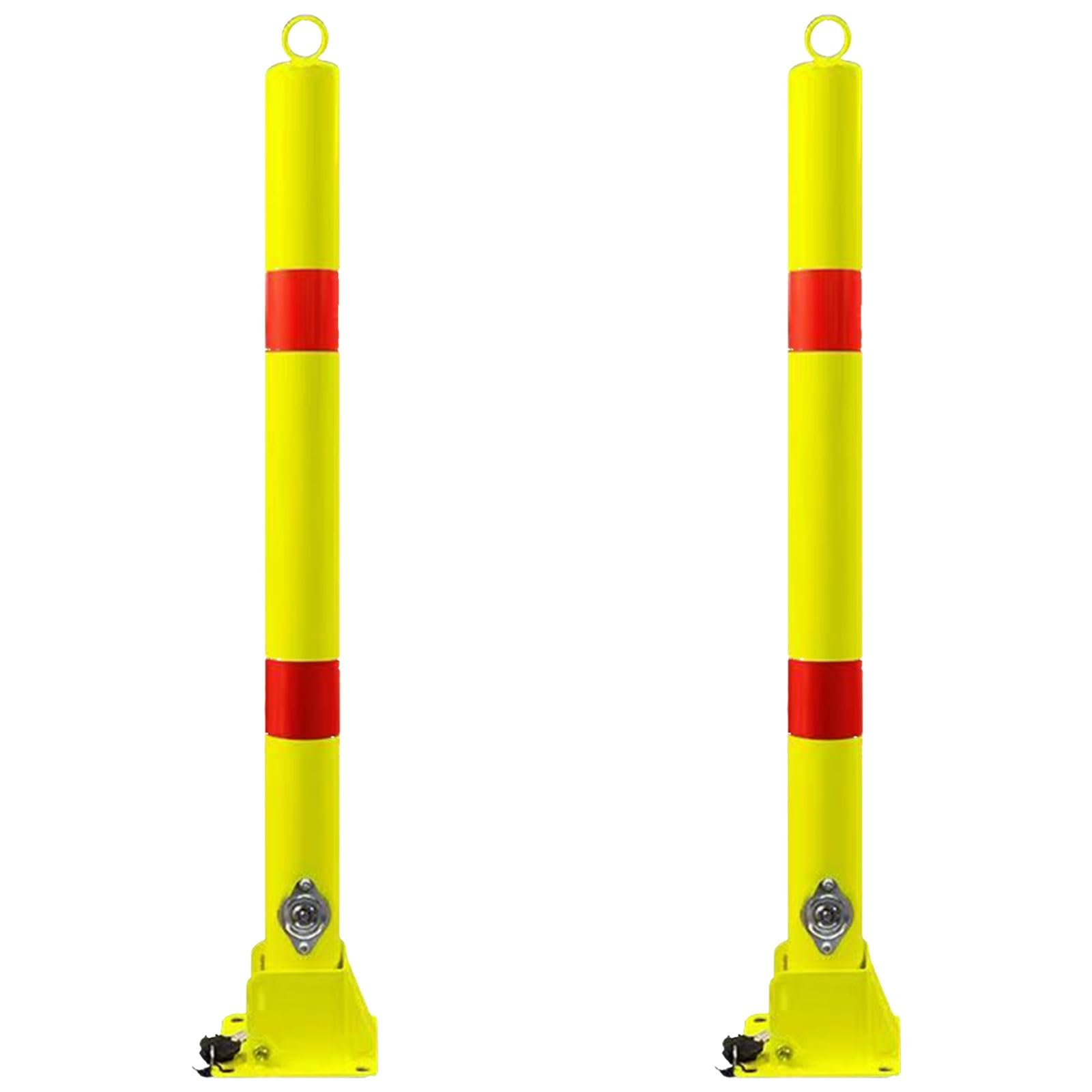 WDSOPK Parking Safety Bollards, Metal Bollard Parking, Driveway Barrier, Safety Bollard Post, Safety Bollard 2g Bollard for Traffic-Sensitive Area （Yellow-2pcs）