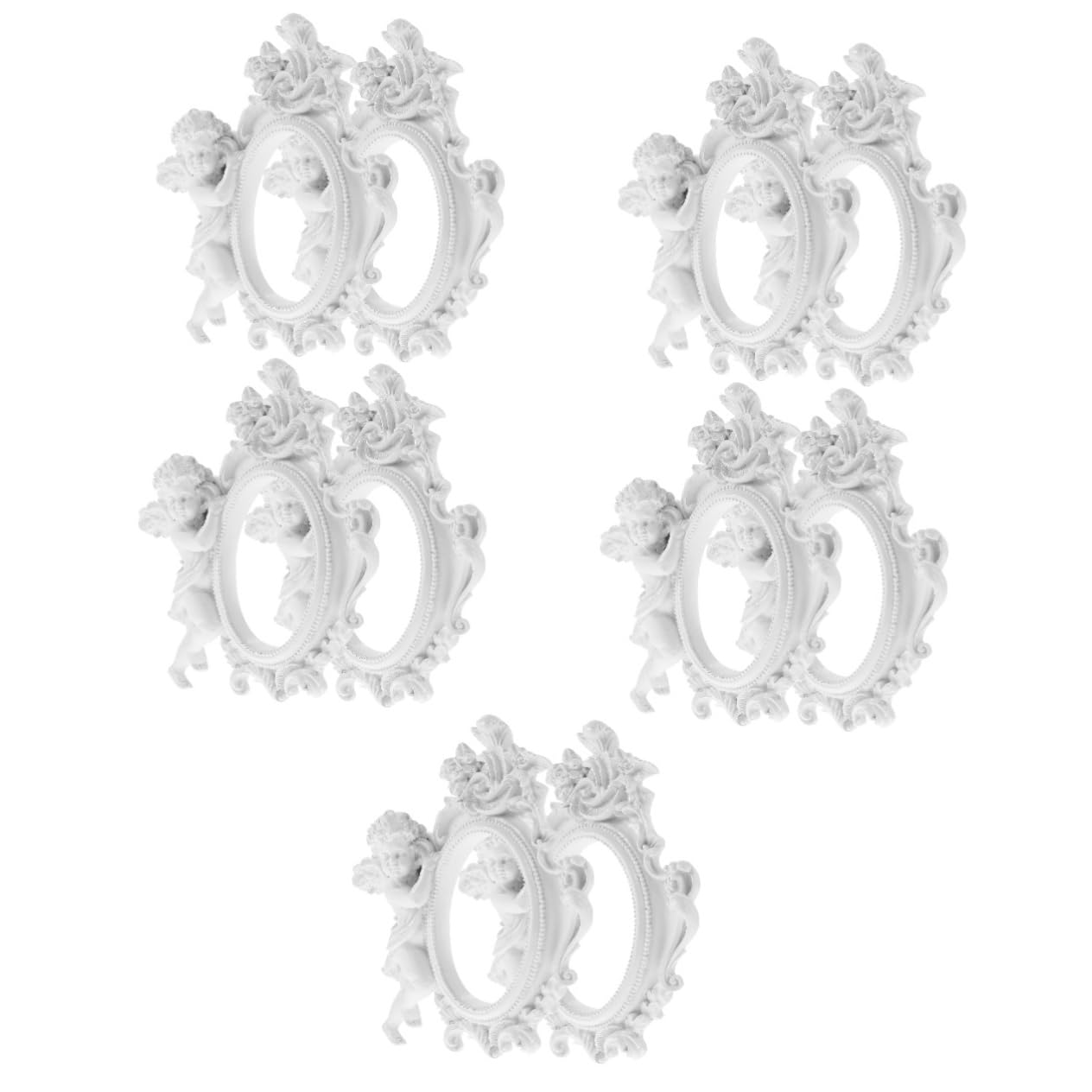 Cadre Photo Résine Vintage avec Figurine Ange ULTECHNOVO - Lot de 10 Petits Décors Rétro