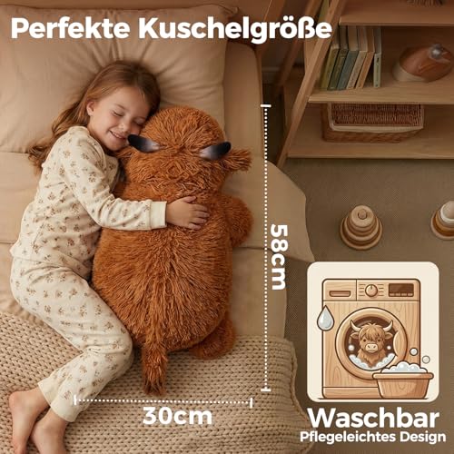 Mewaii Weighted Plüsch Gewichtstiere Hochlandrind Kuscheltier 58cm,1.8kg (4.0 lbs) Kawaii Plüschtiere für Kinder,Komfortabel und Kuschelig, Kuscheltiere für Frauen und Männer
