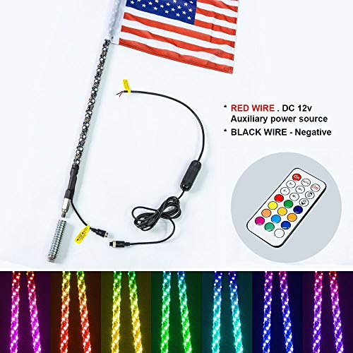 Maiker 4FT LED Whip Lights 360° Twisted Antenna Dream Wrapped Dancing Whips for Polaris RZR ATV Antenna Whip UTV Quad Sand Dune Buggy Flag Poles for Trucks w/Remote Control