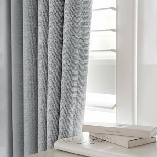 LINENWALAS 100% Blackout Curtains for Window (5 Feet) - Set of 2 Panels, Rich Linen Texture Complete...