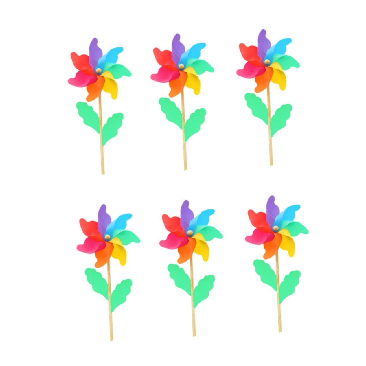 6 Piezas Pinwheels de Madera con Colorido para Jardín Decoración Exterior y Amigos