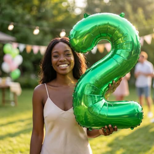 Image of YPSelected 32 Inch Large Foil Helium Number Balloon Birthday Wedding Party 0-9 (Green, 2)