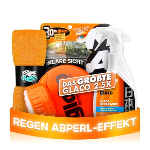 Shiny Freaks - Glasversiegelung Set: Soft99 Glaco Roll On Max (300ml) Scheibenversiegelung Auto + Soft99 Glaco De Cleaner (500ml) Glasreiniger - Abperleffekt für verbesserte Sicht bei Regen | 3-teilig