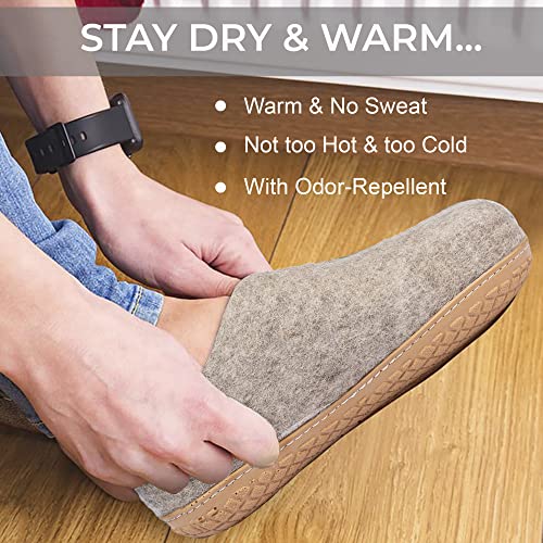 Haussimple Natural Grey Handmade Wool Clogs Unisex Slip-On Slippers thumb #3