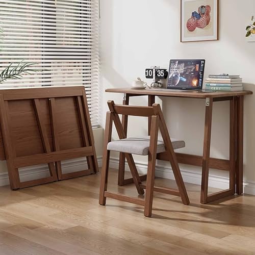 Escritorio Plegable for Oficina en casa Escritorio for Ordenador Que Ahorra Espacio Fácil de Montar for oficinas en casa, Estudios, residencias de Estudiantes y Pisos(Brown,80cm/31.5in)