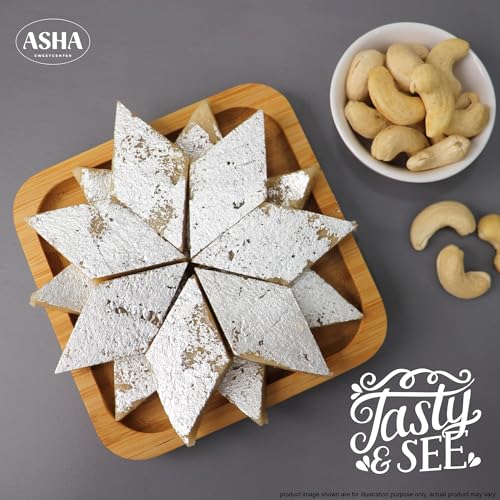 Image of ASHA SWEETS Premium Handcrafted Kaju Katli 250gm (Pack of 4)|Authentic Indian Cashew Barfi Made With Fresh Cashew| Exclusive Sweets Gift Box For Any Occasion and Celebration |Delicious & Healthy Sweet