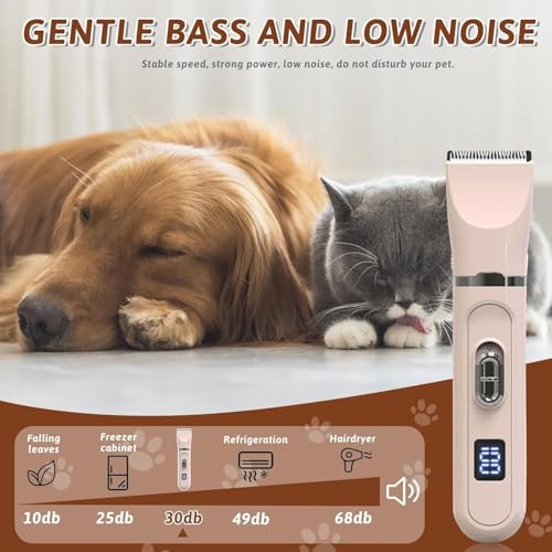 Image of Pet Dog & Cat Grooming Clipper Kit with LED Display | 4-in-1 Electric Low Noise Rechargeable Cordless Hair Trimmer for Paws, Face, Ears, Body & Nails | Lightweight Professional Pet Grooming Tool for Small Animals, Rabbits & Cats
