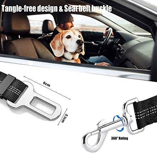 Sixbaola Dog Seat Belt, 2 Pack 2-In-1 Dog Car Seatbelt Headrest Restraint Adjustable Reflective Pet Safety Seat Belt Clip Buckle Tether For Large Medium Small Dogs… (Black, 2 In 1) #TOP4