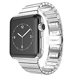 Apple Watch バンド リンクブレスレット HOCO正規品 高級ステンレスベルト 交換用ラグ付き 38mm/42mm (42mm, シルバー)