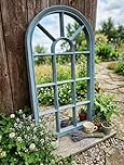 Biznest Window Style Wall Mirror Simply Stylish Decor Wall Window Mirror 69X 34Cm Grey Rustic