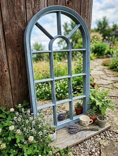 Biznest Window Style Wall Mirror Simply Stylish Decor Wall Window Mirror 69X 34Cm Grey Rustic