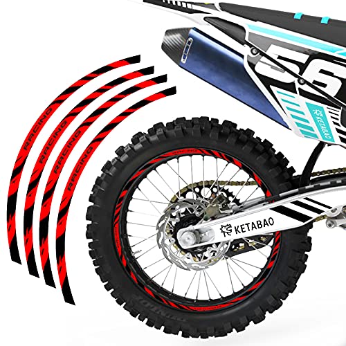 KETABAO Dirt Bike Rim Tape W02 Decals Stickers Protector 21 19 inch Compatible with CRF250R CRF450R CRF 250R 450R (Red)