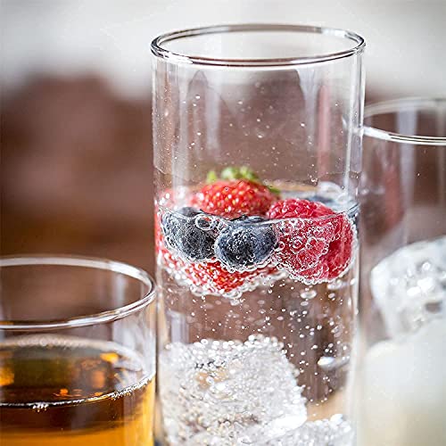 Image of Premium 350ML Juice Glasses Drinking Glasses, Highball Lead-Free Glasses, Tumblers for Water, Juice, Beer, Cocktail and Mixed Drinks - Pieces, Transparent (Tall Glasses, 4 Count (Pack of 1))