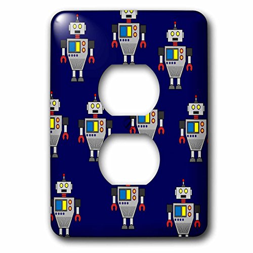 Plaque décorative avec impression de robot gris bleu pour égayer vos prises de courant
