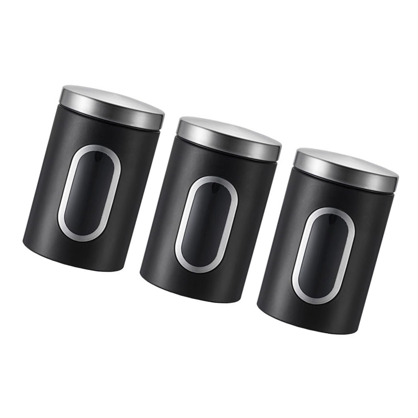 3-teiliges elegantes, luftdichtes Sichtfenster, Kaffee-/Zuckerdosen-Set, Edelstahl, Küchen-Aufbewahrungsdosen, Organisation