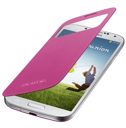 Samsung S View   Funda para móvil Galaxy S4 (Pantalla frontal, teclas laterales para activar la pantalla), rosa