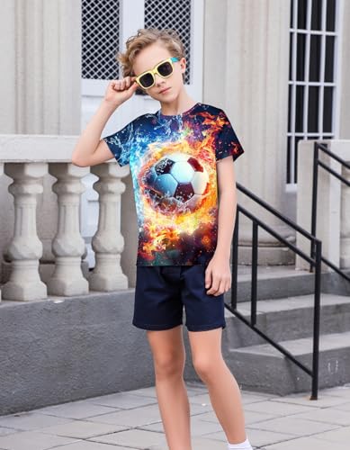 Image of 3D Graphic Short Sleeve Shirts Boys Girls Cool T-Shirt Unisex Novelty Tees for 7-12 Years Teens