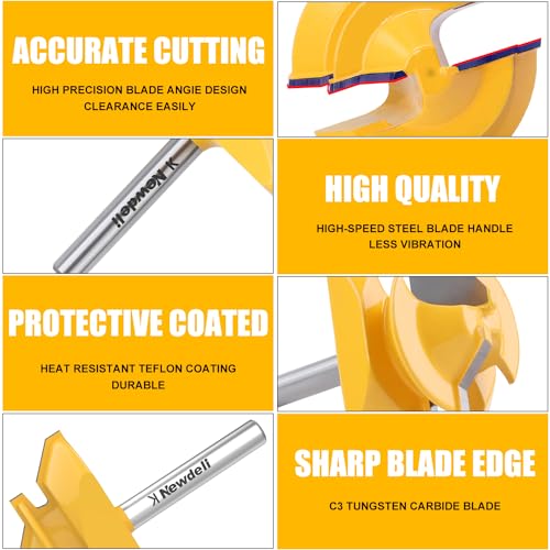 Image of Newdeli 1 /4-inch Shank 45 Degree Lock Miter Router Bit, 3 /4-inch Stock Joint Router Bit, Suitable for 90-Degree Tenon Joint Woodworking