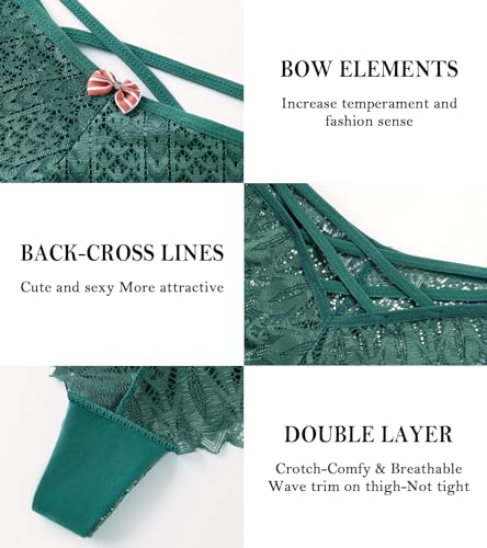 CULAYII Lace Thongs for Women String Criss Cross High waisted Underwear Hollow Out Cheeky Panties Sexy Women Thongs Pack4
