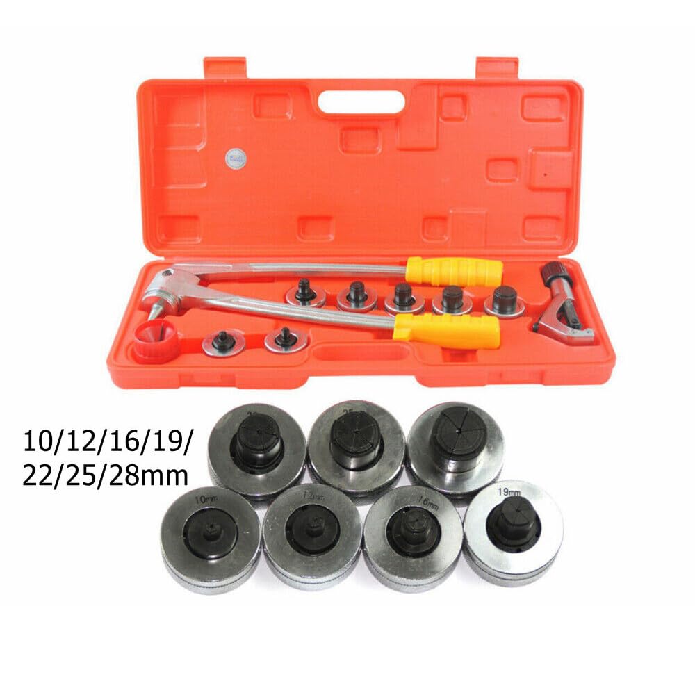 JINPRDAMZ Juego de expansores de tubos, alicates de expansión de tubos con cortatubos, incluye 7, 10-28 mm, juego de expansión de tubos manual para cobre, aluminio y otros metales blandos