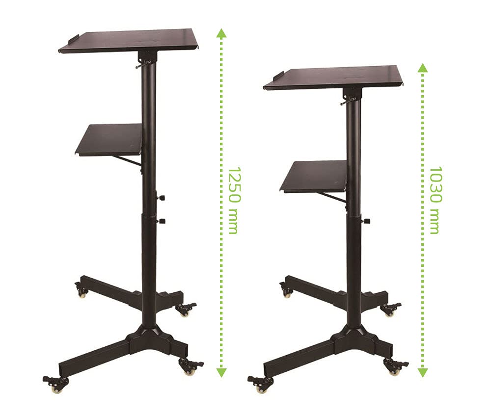 Techly ICA-TB TPM-1BK Notebook Stand Schwarz - Notebook-Ständer (Notebook Stand, Schwarz, Metall, 1030-1250 mm, 0-40°, 620 mm)