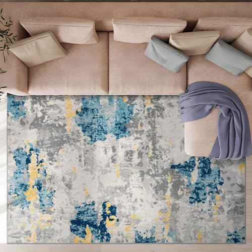 Image of Rugshop Abstract Transitional Non-Shedding Area Rug Cream 5' x 7'