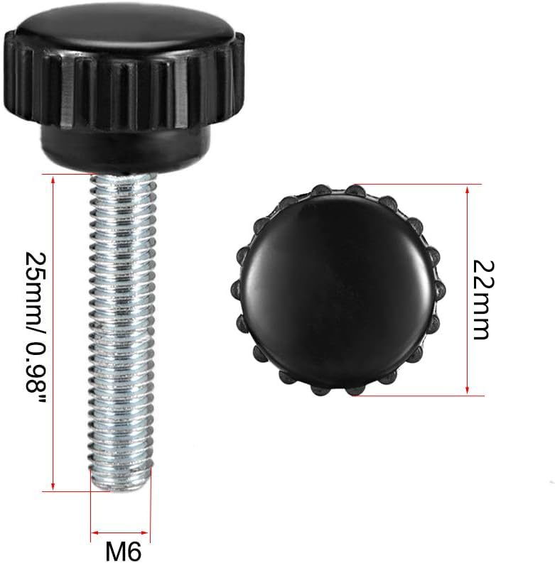 MACHSWON Knurled Clamping Knobs Saw Drill Press Lathe and Routing Jigs Packaging Machinery Printing Equipment Hand Clamping Handle Bolt Hand Knob Screw Replacement Parts M6 x 25mm 4pcs - Image 2
