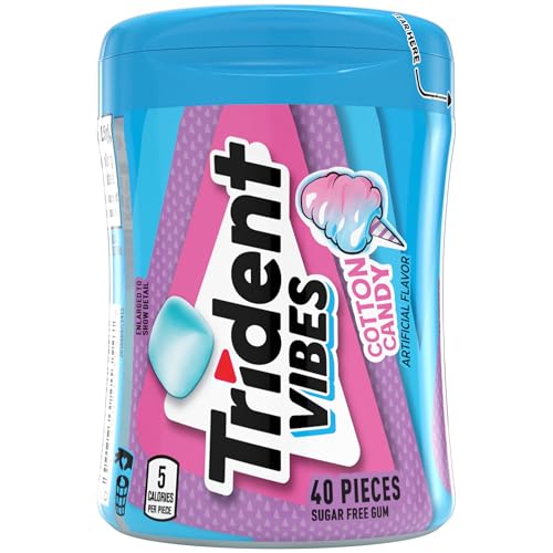 Image of Trident Vibes Sugar-Free Chewing Gum, Cotton Candy Flavor, 40 Pieces