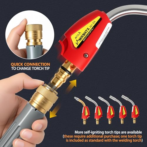 Image of Air Acetylene Torch kit With Ignite Button Extreme Swirl Flame Turbo Torch For for plumbing, HVAC and quenching application