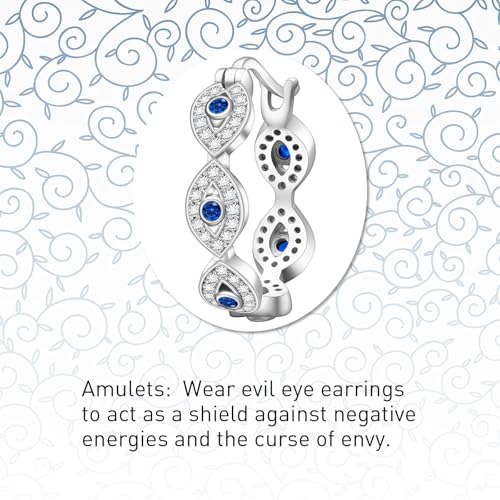 Evil Eye Hoop Earrings Sterling Silver Evil Eye Earrings for Women Lucky Dainty Cubic Zirconia White Gold Plated Christmas Jewelry4