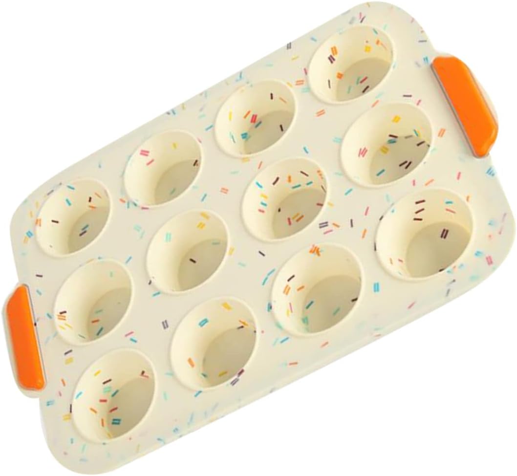 Mobestech Silicone Cake Mold Set 12-Cavity Round Muffin and Tart Baking Molds Food-Grade Silicone Non-Stick Easy Release for Cupcakes and Puddings for Home Bakers