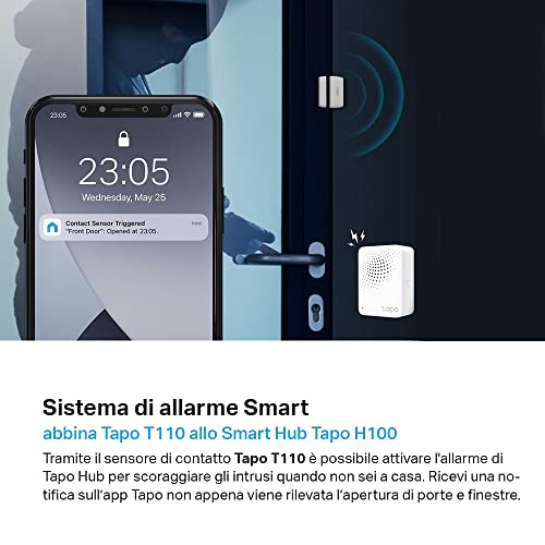 TP-Link Tapo T110 Smart Contact Sensor, Sensore di Contatto Intelligente, Domotica, Risparmio Energetico, Batteria Caricata, Avvisi di Intrusi, Hub Obbligatorio - 3