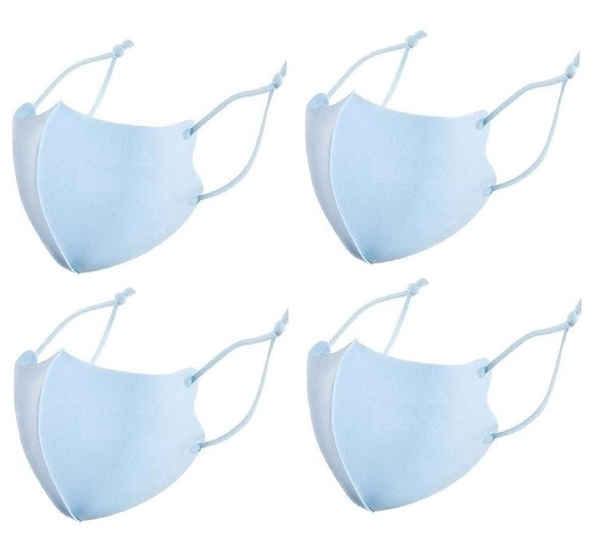 Washable & Reusable Cotton Cloth Adjustable Face Mask Blue (Pack of 4) for Men, Women. Best 6 Layer Filter Protection for Nose, Mouth-image-28