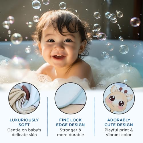 Image of Mee Mee Hooded Baby Bath Towel for New Born | Wash Cloth, Quick Absorbent, Can be Used for Baby Swaddling, Extra Soft Cotton Towels for Kids /Toddlers /Infants /Babies, Pack of 1, (Blue Animals) 80X80 CM