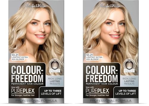 Colour Freedom Lightest Extra Ash Blonde Permanent Hair Colour. Formulated with PurePlex to Protect, Restore and Nourish. Up to 3 Levels of Lift. 10.21 Extra Ash Blonde. By Knight & Wilson (Pack of 2)