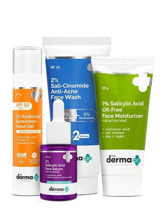 The Derma Co Set of 4 Sunscreen Gel, Face Wash, Serum & Moisturizer Combo The Derma Co Set of 4 Sunscreen Gel, Face Wash, Serum & Moisturizer Combo
