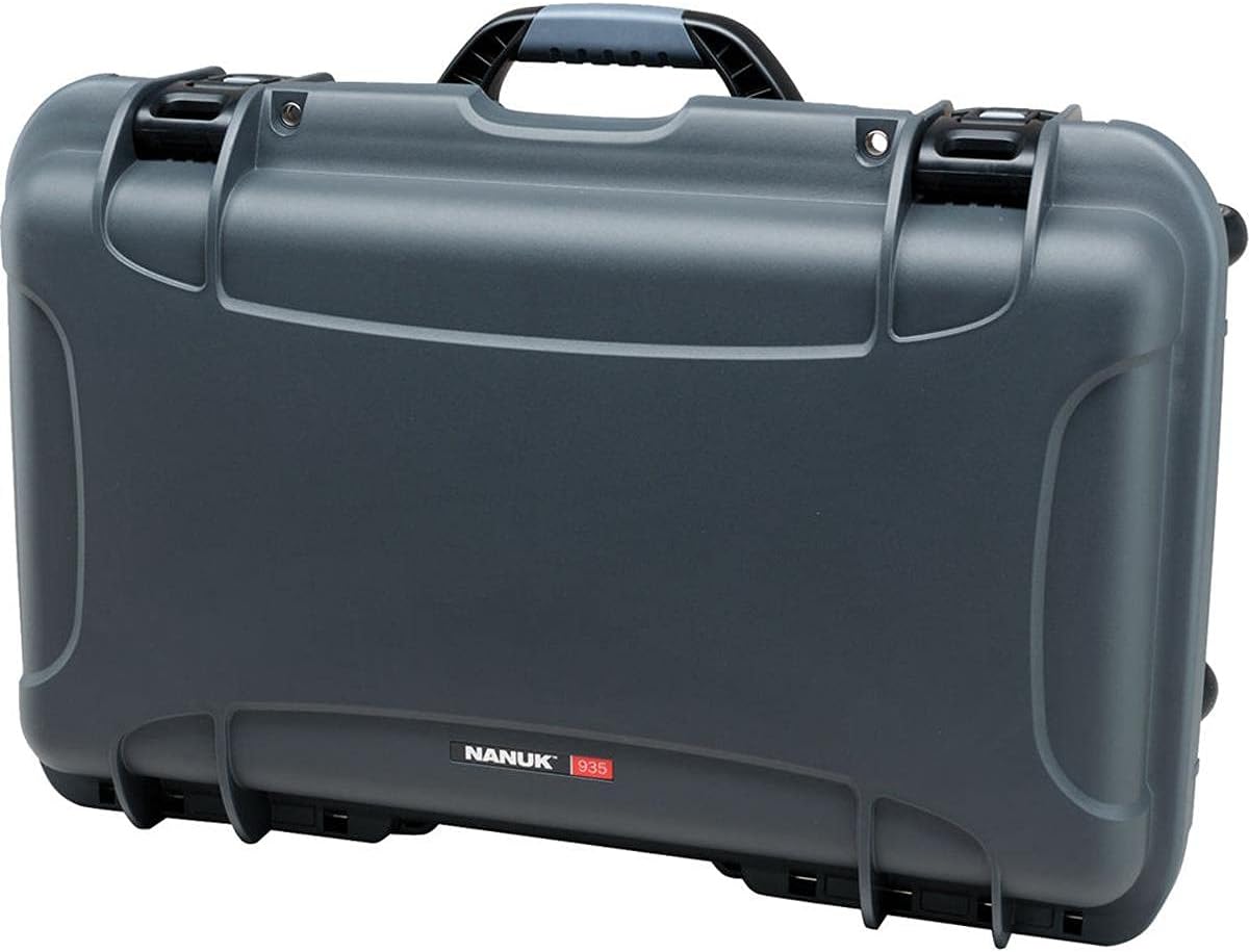 NANUK 935 Hard Case with Padded Divider – Waterproof Equipment Case with Wheels, 22” x 14” x 9” – Dustproof and Impact Resistant, Airline Carry-On Approved – Graphite