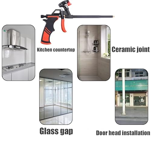 PU Schaumpistole,Bauschaumpistole,Metall Dosierpistole,Beschichtete Bauschaumpistole mit Dem Ventil,Körper Sind Nicht Leicht zu Blockieren Leicht zu Reinigen,Geeignet für Abdichten,Füllen,Abdichten