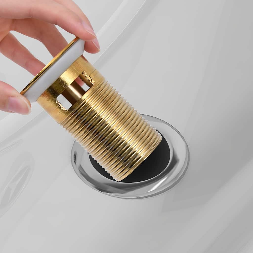 Desagüe con rebosadero Golden Push Open Pop Up de latón 6,4 x 6,4 x 9,1 cm, válvula de desagüe de 1 1/4 pulgadas para lavabo, baño, cocina